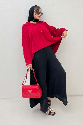 شومیز چین دار ژاکارد نخی 1062