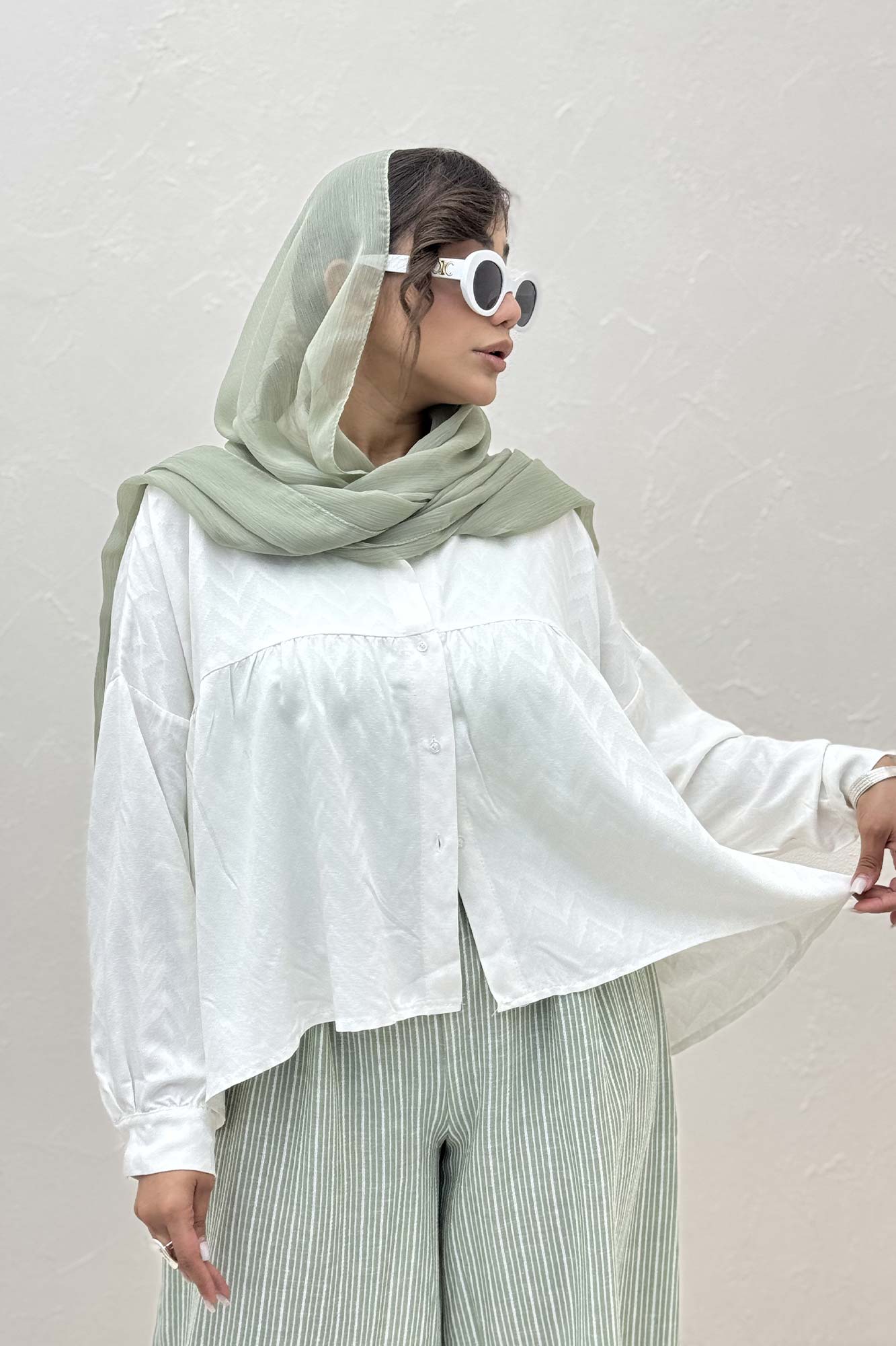 شومیز چین دار ژاکارد نخی 1062