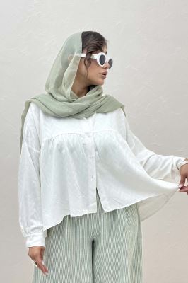 شومیز چین دار ژاکارد نخی 1062