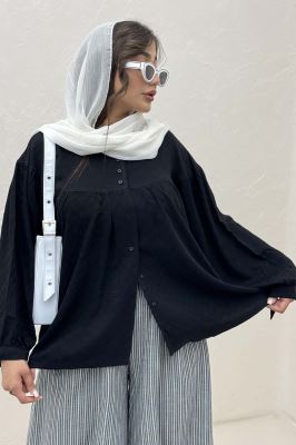 شومیز جلو دکمه آستین رگلان ژاکارد نخی 1052