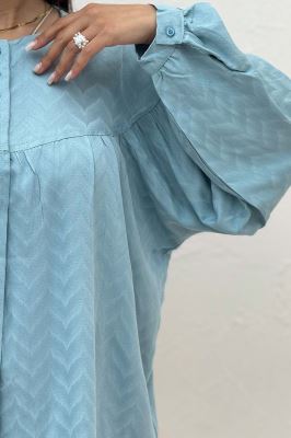 شومیز جلو دکمه آستین رگلان ژاکارد نخی 1052