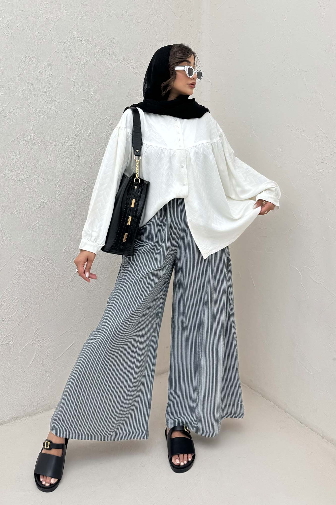 شومیز جلو دکمه آستین رگلان ژاکارد نخی 1052