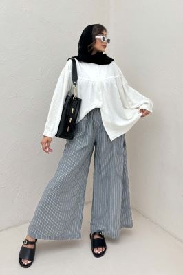 شومیز جلو دکمه آستین رگلان ژاکارد نخی 1052