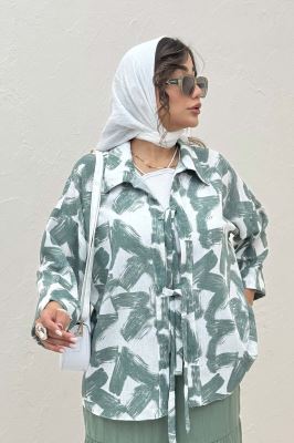 مانتو لینن اسلپ پشت ریلی دو بند کد 1