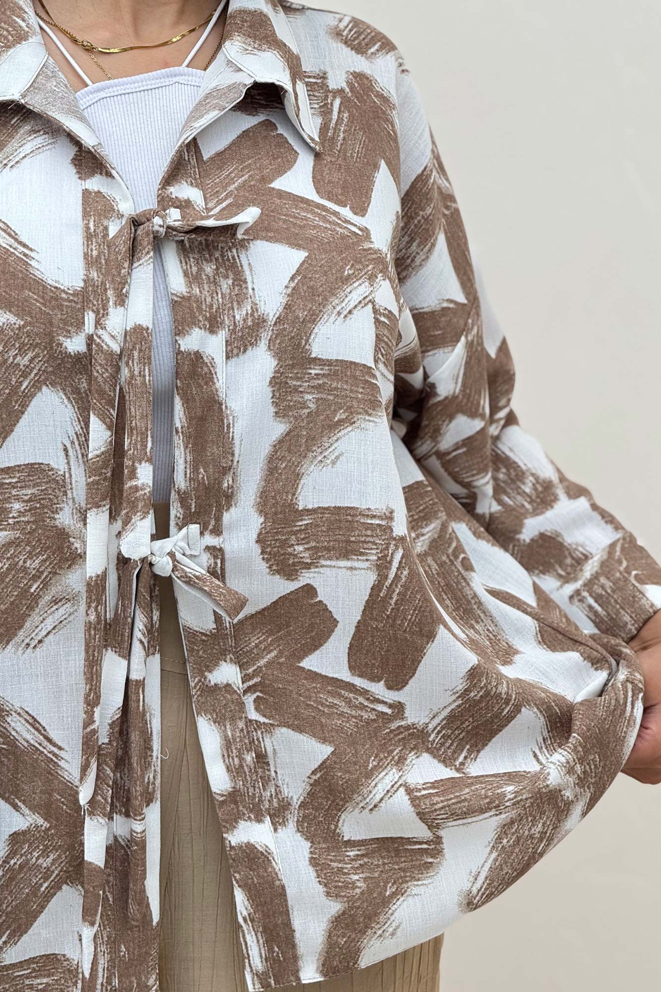 مانتو لینن اسلپ پشت ریلی دو بند کد 1