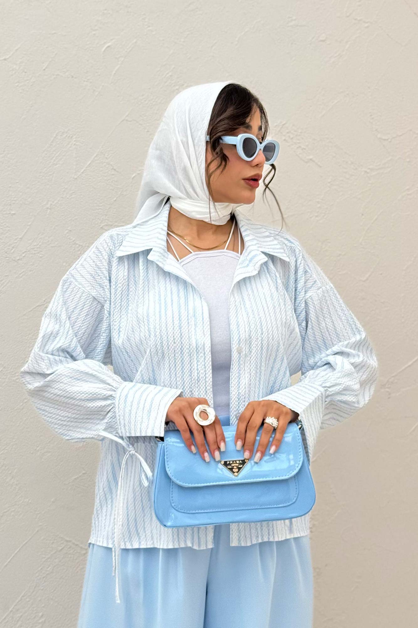 شومیز مانتویی راه راه زارا آستین بنددار 