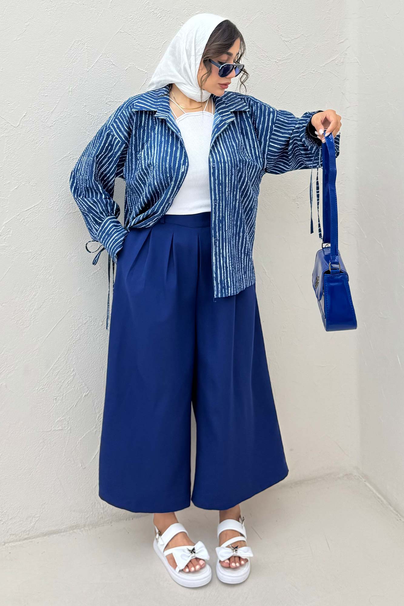 شومیز مانتویی راه راه زارا آستین بنددار 