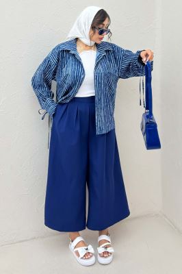 شومیز مانتویی راه راه زارا آستین بنددار 