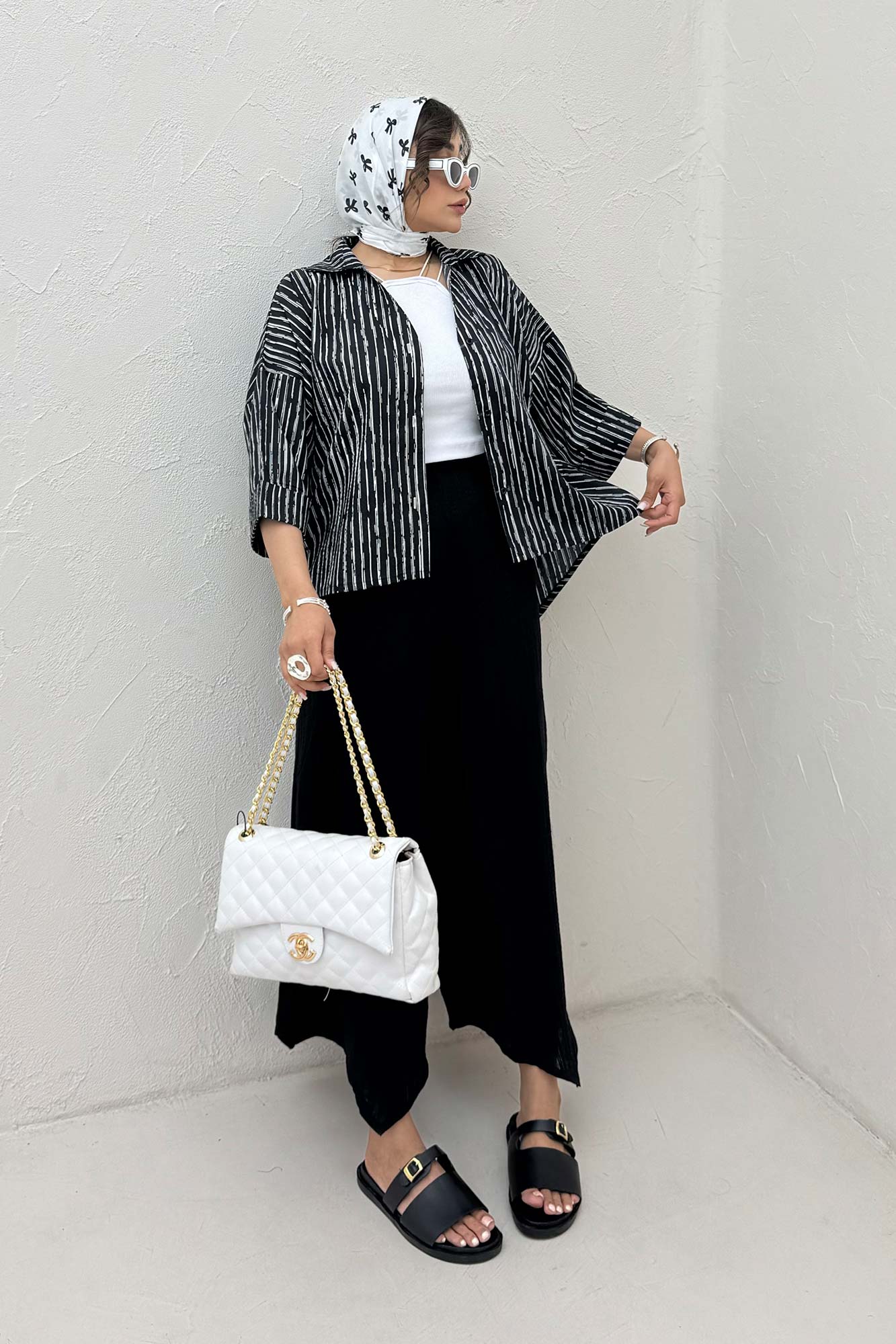 شومیز راه راه زارا پشت بلند آستین پاکتی 