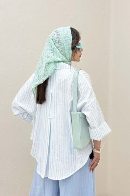 شومیز راه راه زارا پشت بلند آستین پاکتی 