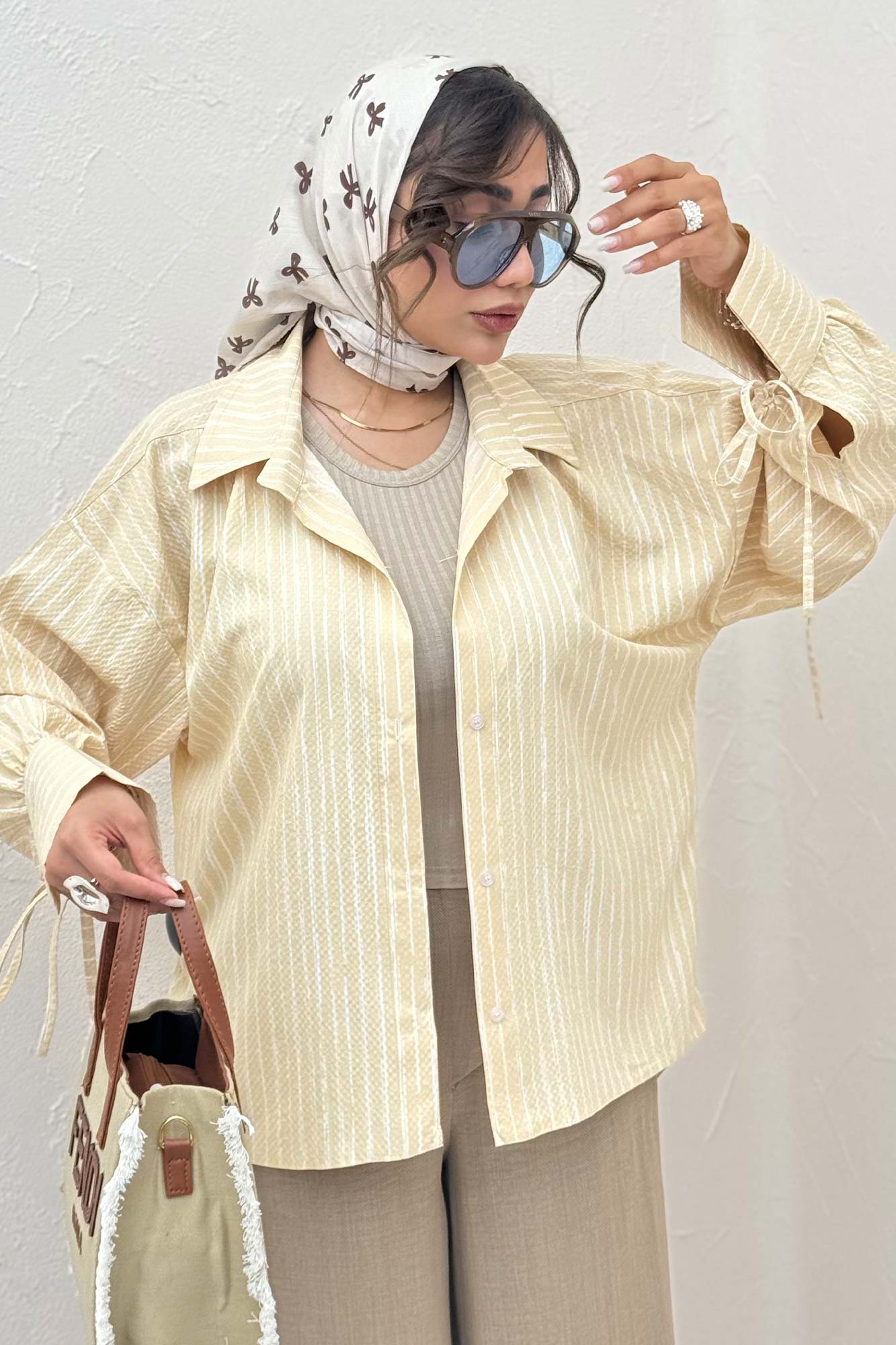 شومیز مانتویی راه راه زارا آستین بنددار 