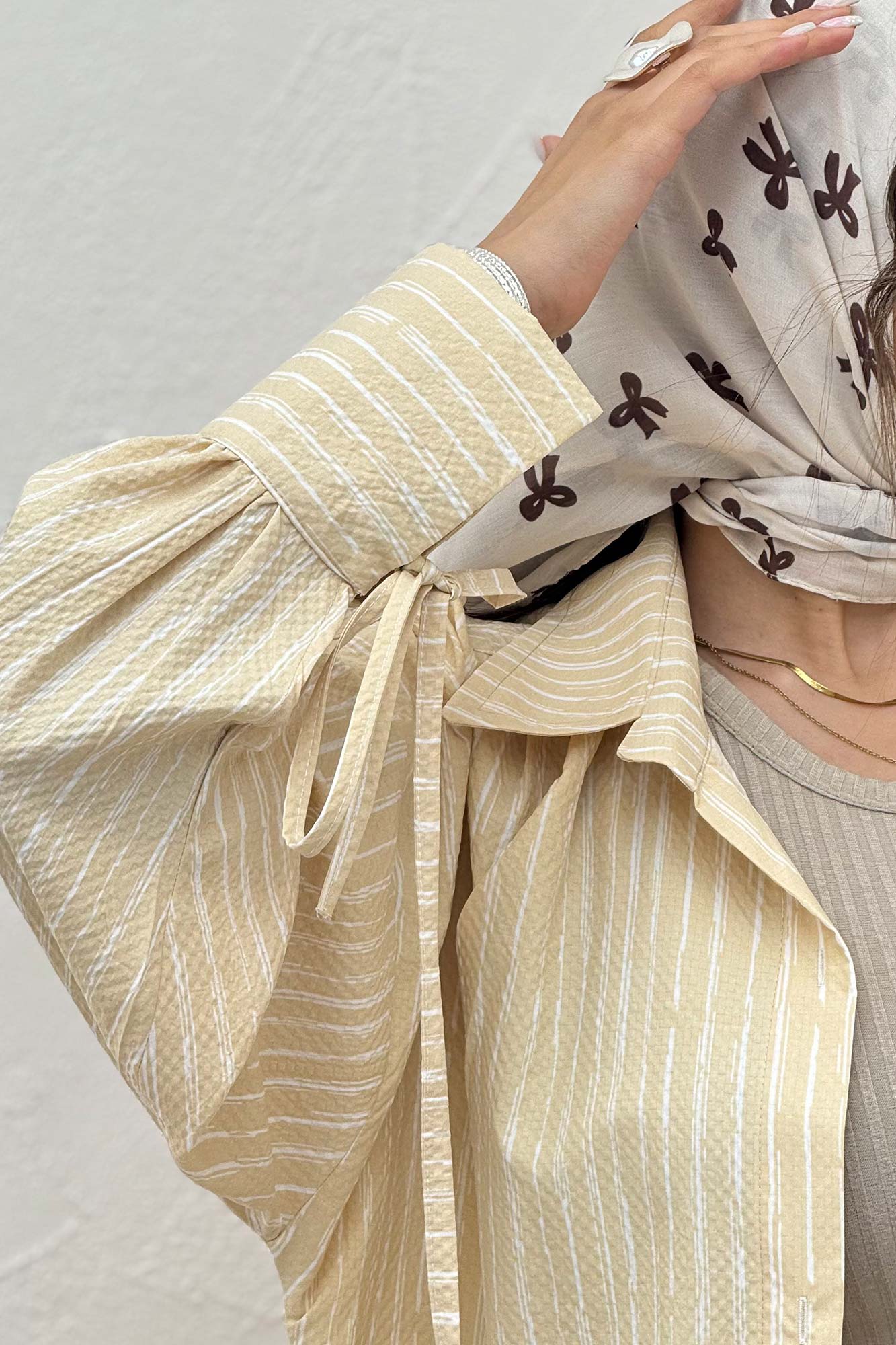 شومیز مانتویی راه راه زارا آستین بنددار 