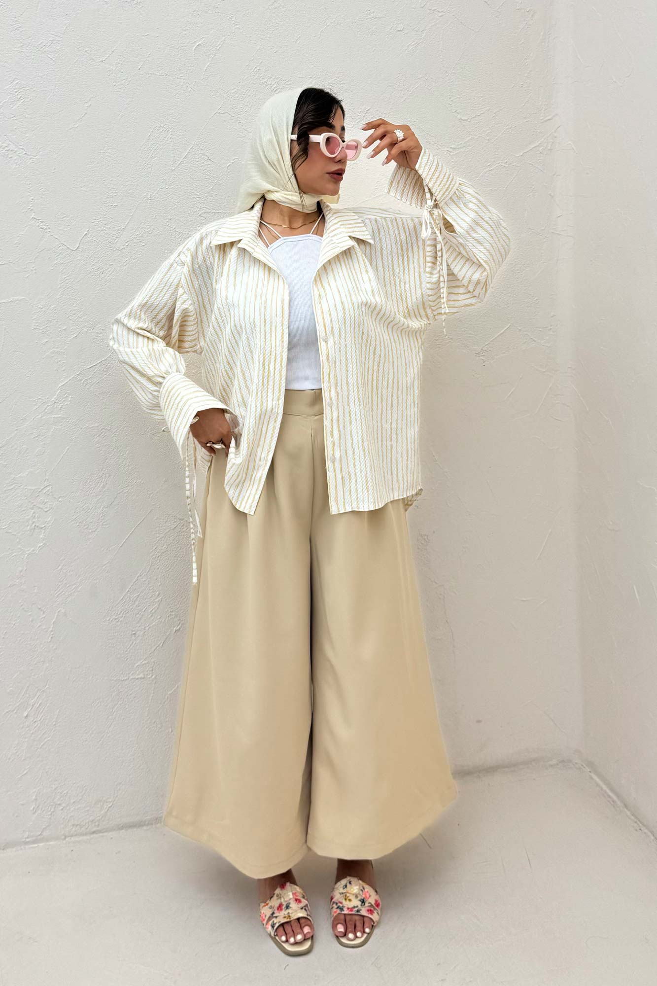 شومیز مانتویی راه راه زارا آستین بنددار 