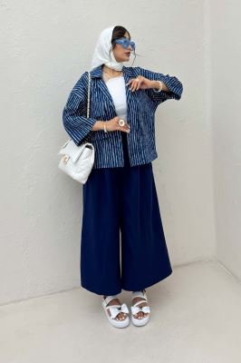 مانتو راه راه زارا دو جیب پاکتی 