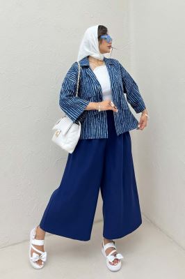 مانتو راه راه زارا دو جیب پاکتی 