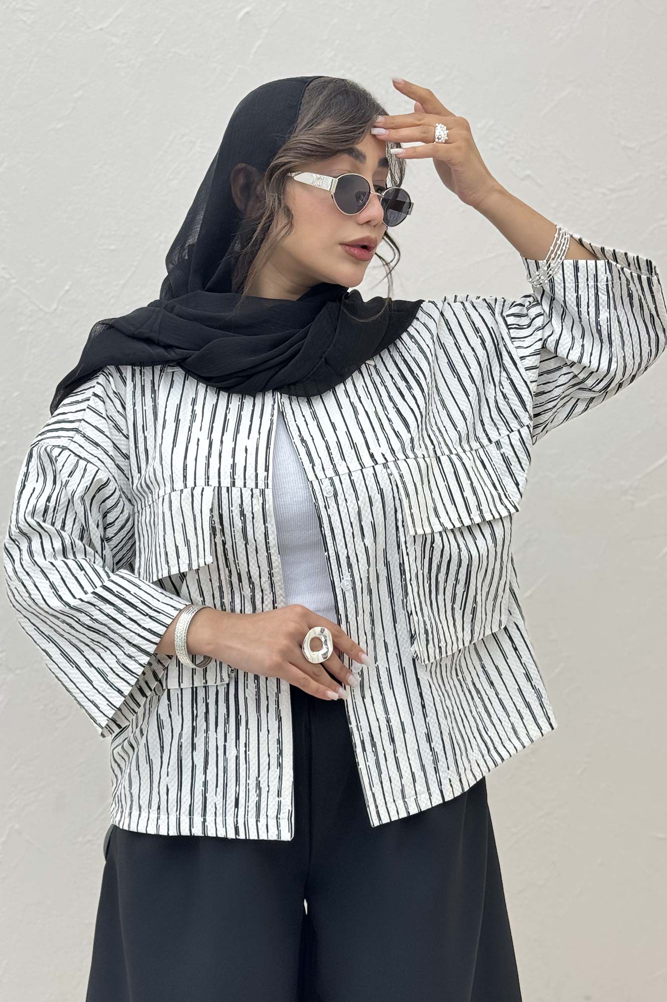 مانتو راه راه زارا دو جیب پاکتی 