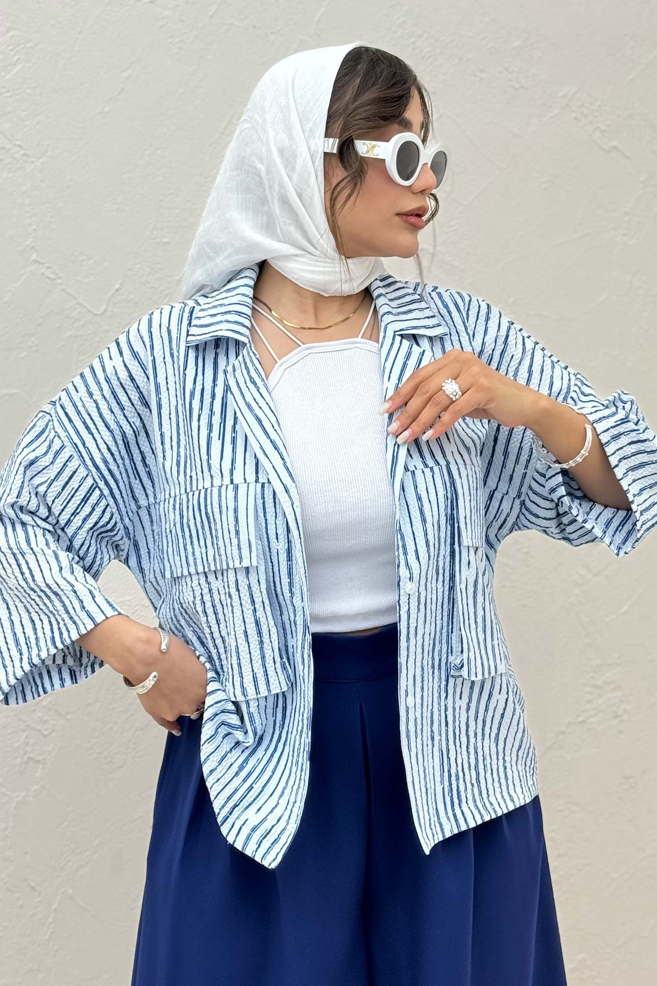 مانتو راه راه زارا دو جیب پاکتی 