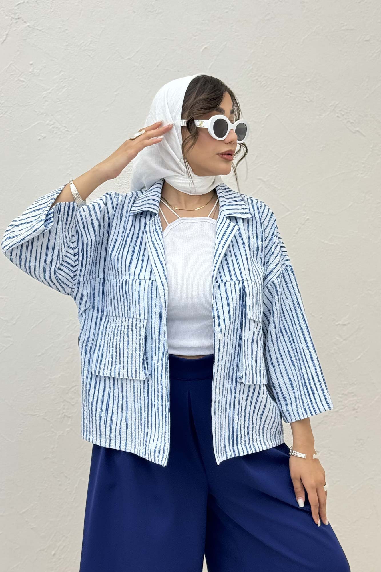 مانتو راه راه زارا دو جیب پاکتی 