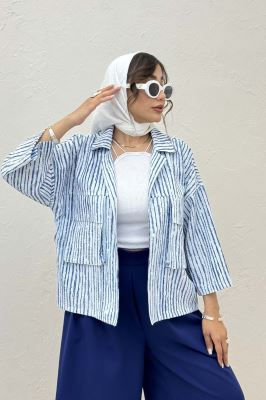 مانتو راه راه زارا دو جیب پاکتی 