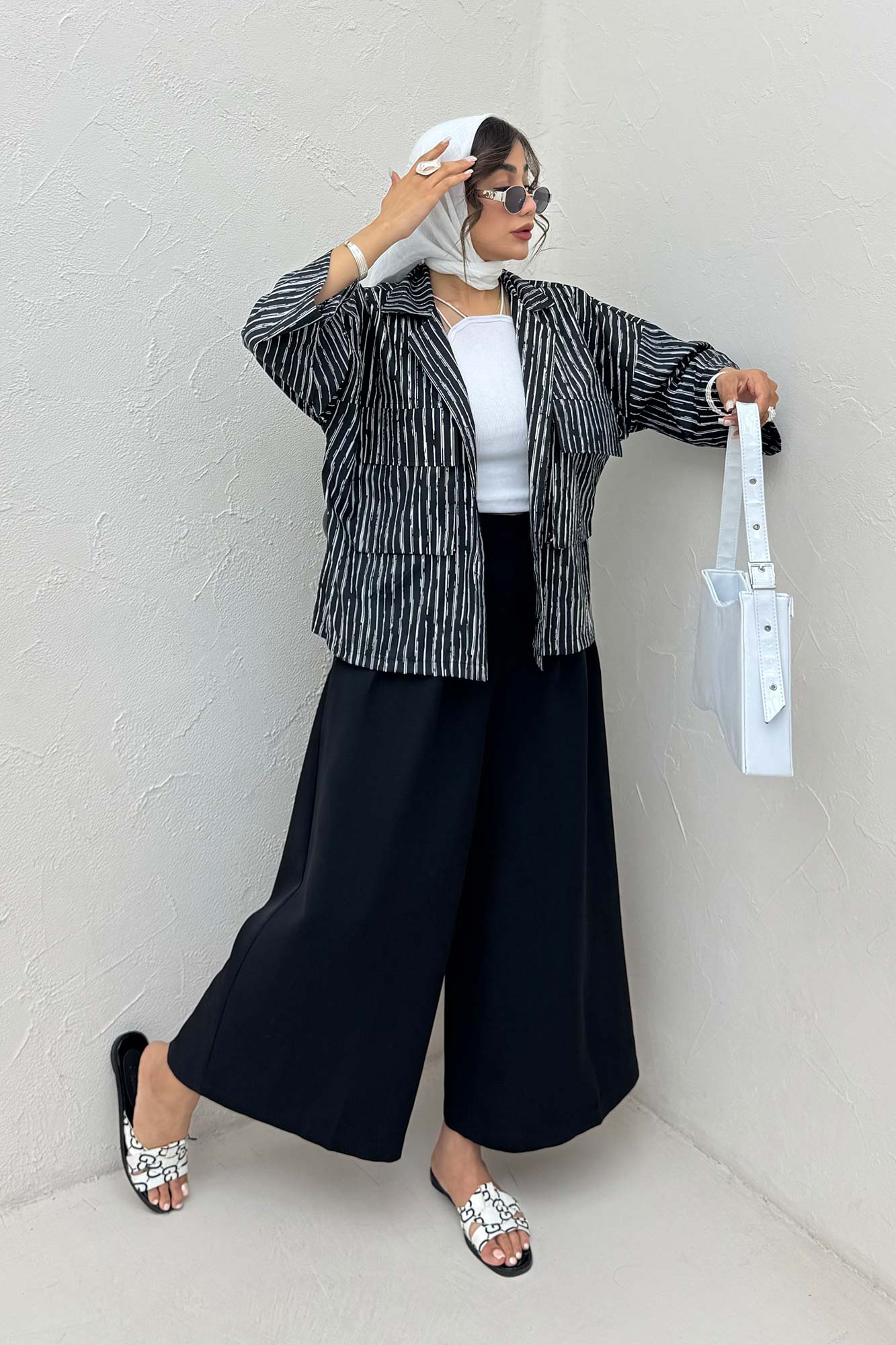 مانتو راه راه زارا دو جیب پاکتی 