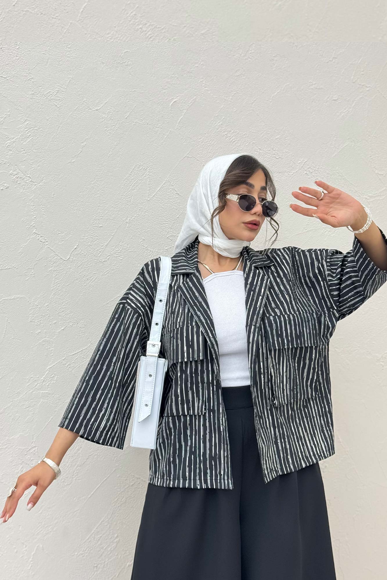 مانتو راه راه زارا دو جیب پاکتی 