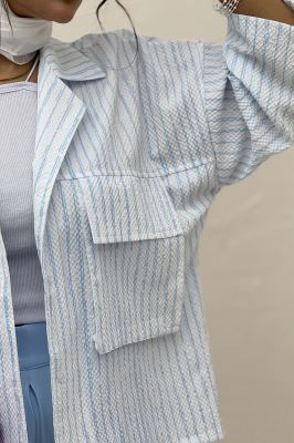 مانتو راه راه زارا دو جیب پاکتی 