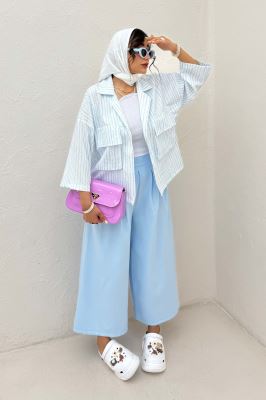 مانتو راه راه زارا دو جیب پاکتی 