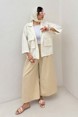 مانتو راه راه زارا دو جیب پاکتی 