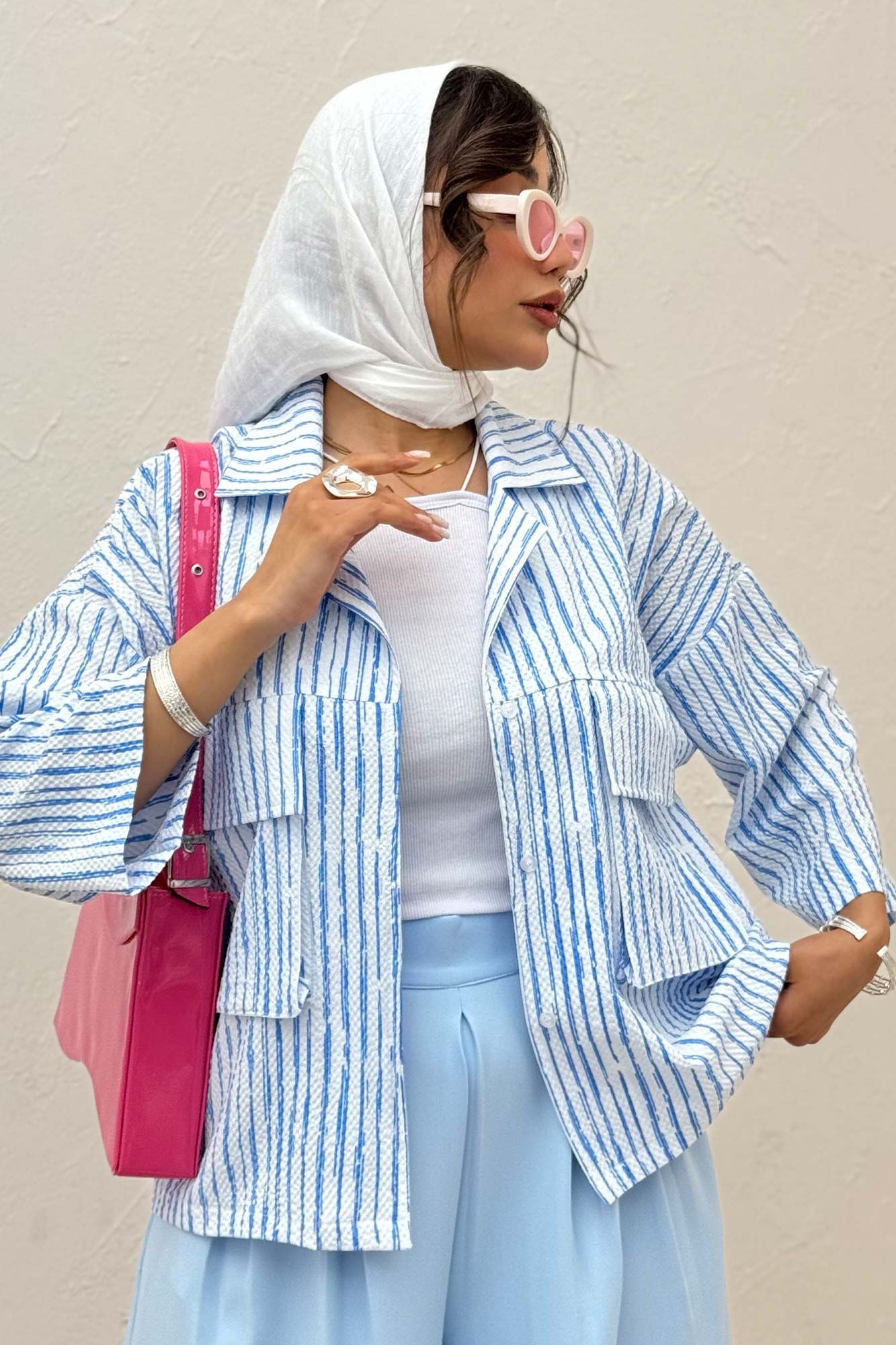 مانتو راه راه زارا دو جیب پاکتی 