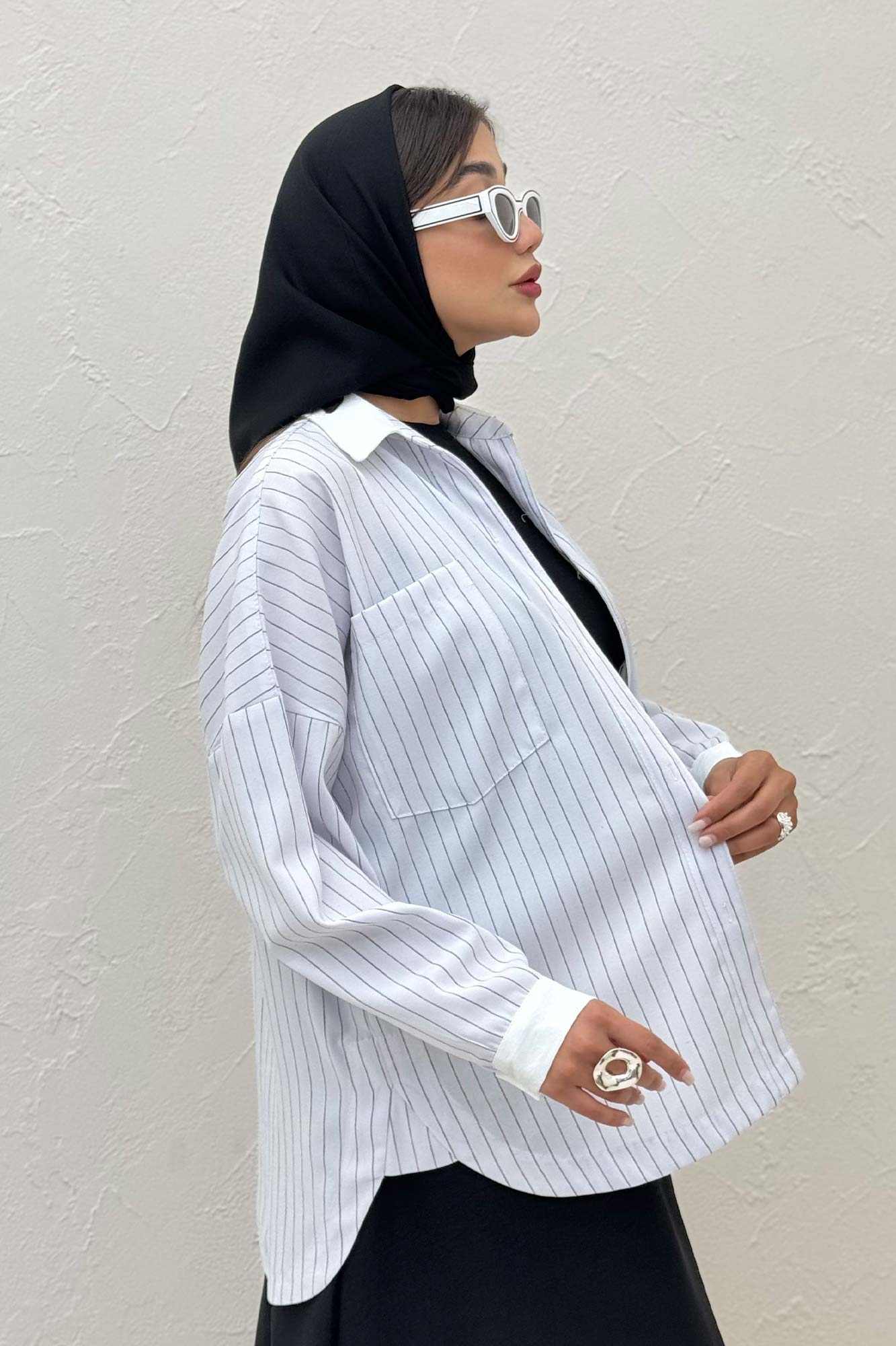 مانتو لینن دیپلمات دو جیب تیکه سفید