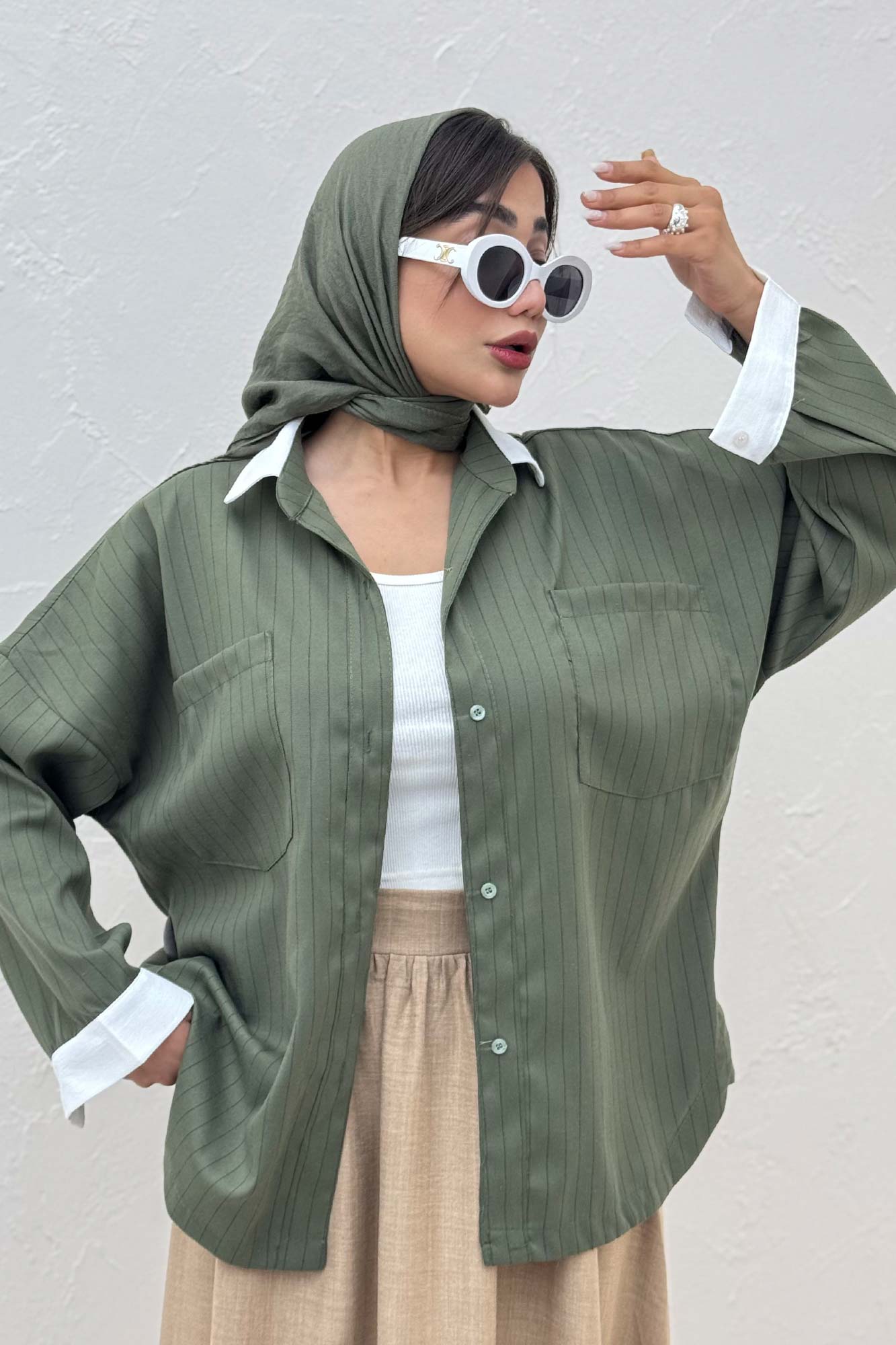 مانتو لینن دیپلمات دو جیب تیکه سفید