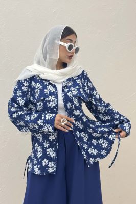 مانتو دو جیب پاکتی ونوس گلدار بغل بند