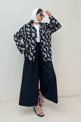 مانتو دو جیب پاکتی ونوس گلدار بغل بند