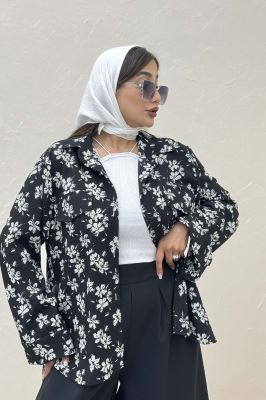 مانتو دو جیب پاکتی ونوس گلدار بغل بند