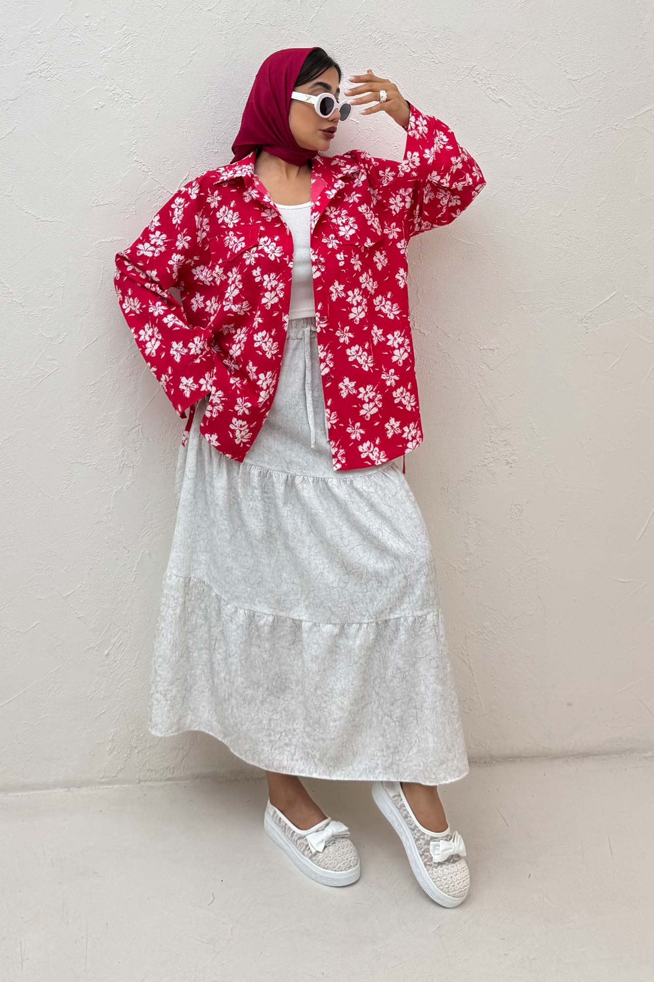 مانتو دو جیب پاکتی ونوس گلدار بغل بند