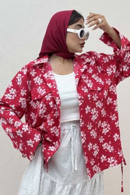 مانتو دو جیب پاکتی ونوس گلدار بغل بند