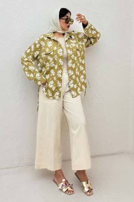 مانتو دو جیب پاکتی ونوس گلدار بغل بند