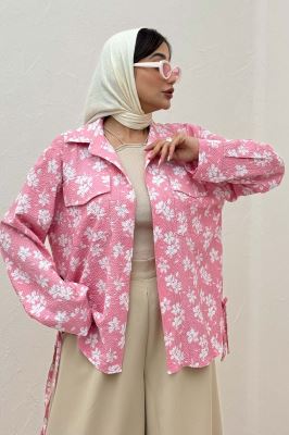 مانتو دو جیب پاکتی ونوس گلدار بغل بند