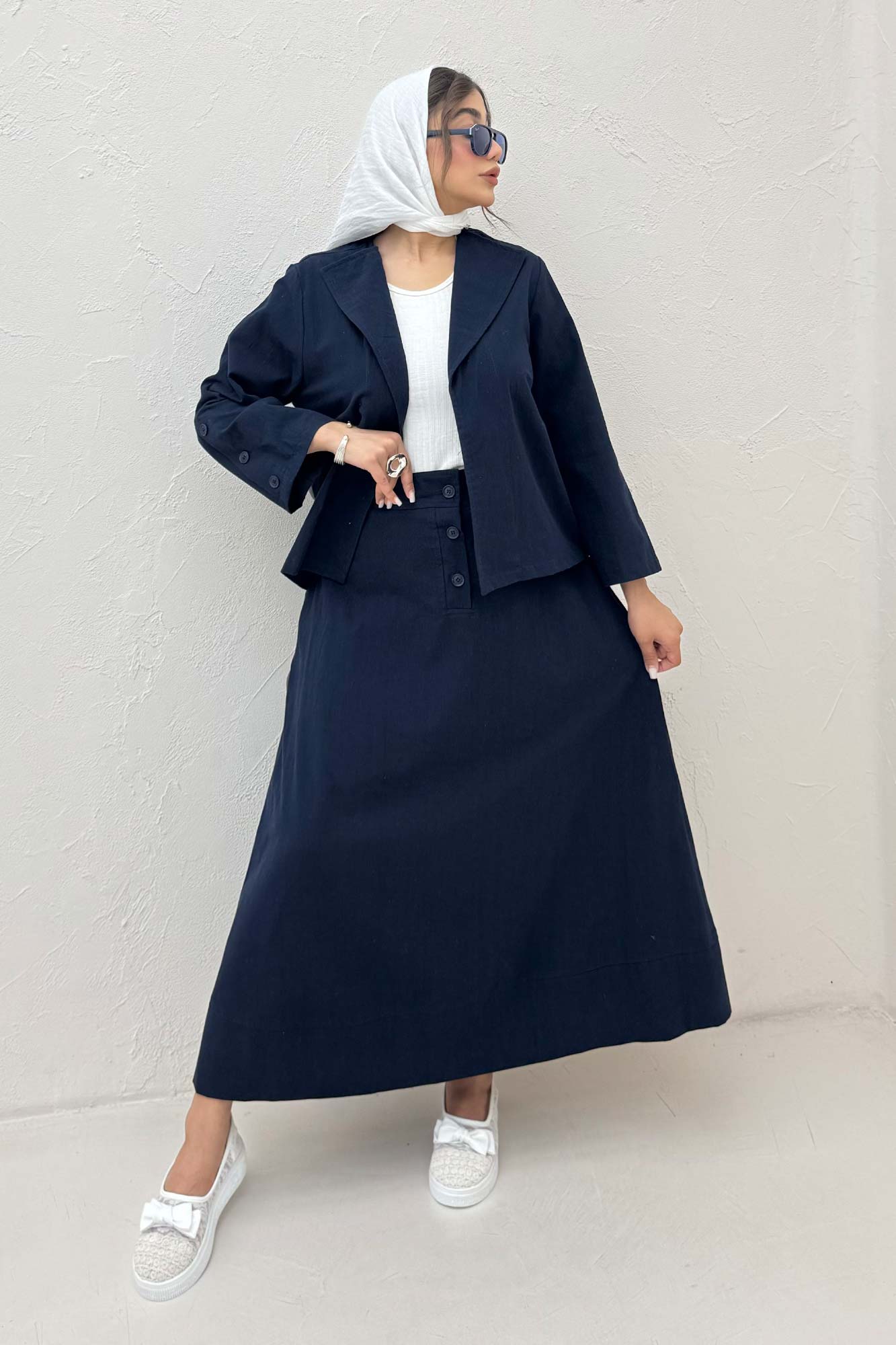 ست کت و دامن لینن ستاره