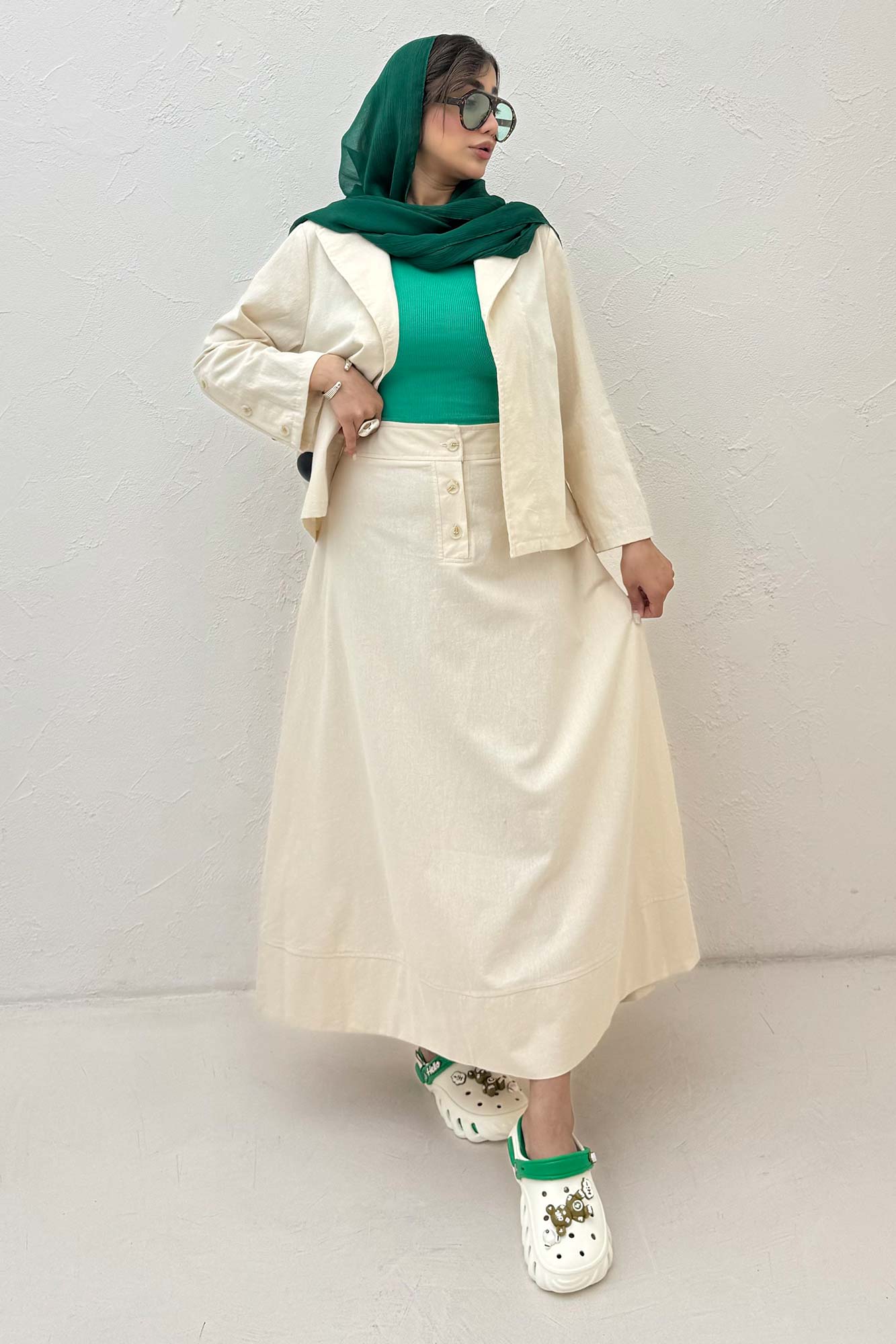 ست کت و دامن لینن ستاره