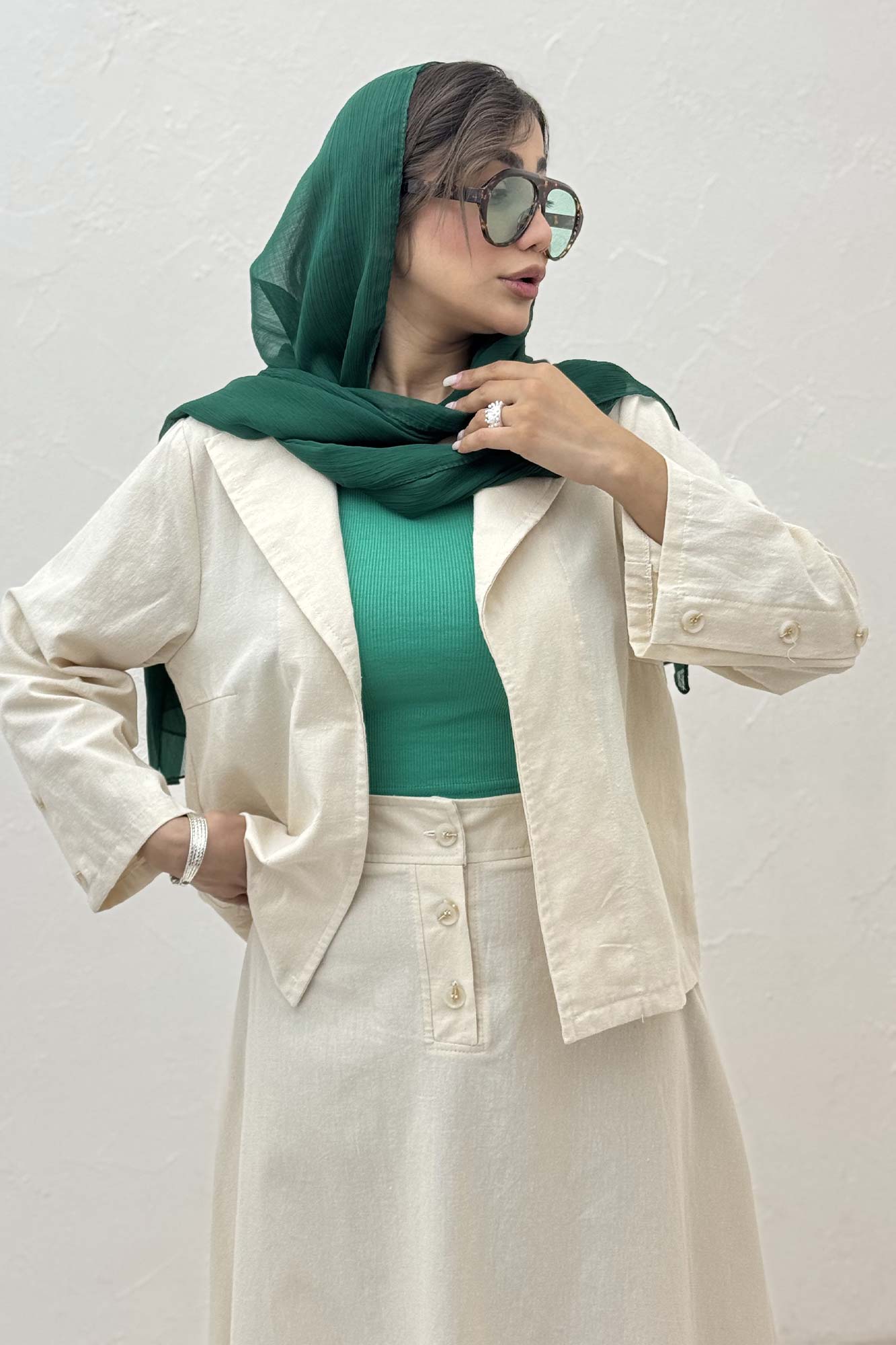 ست کت و دامن لینن ستاره