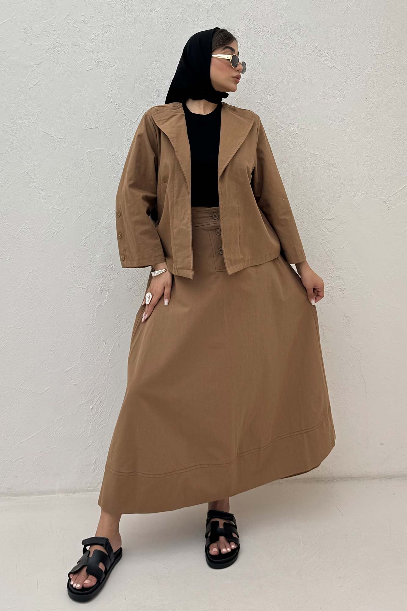 ست کت و دامن لینن ستاره