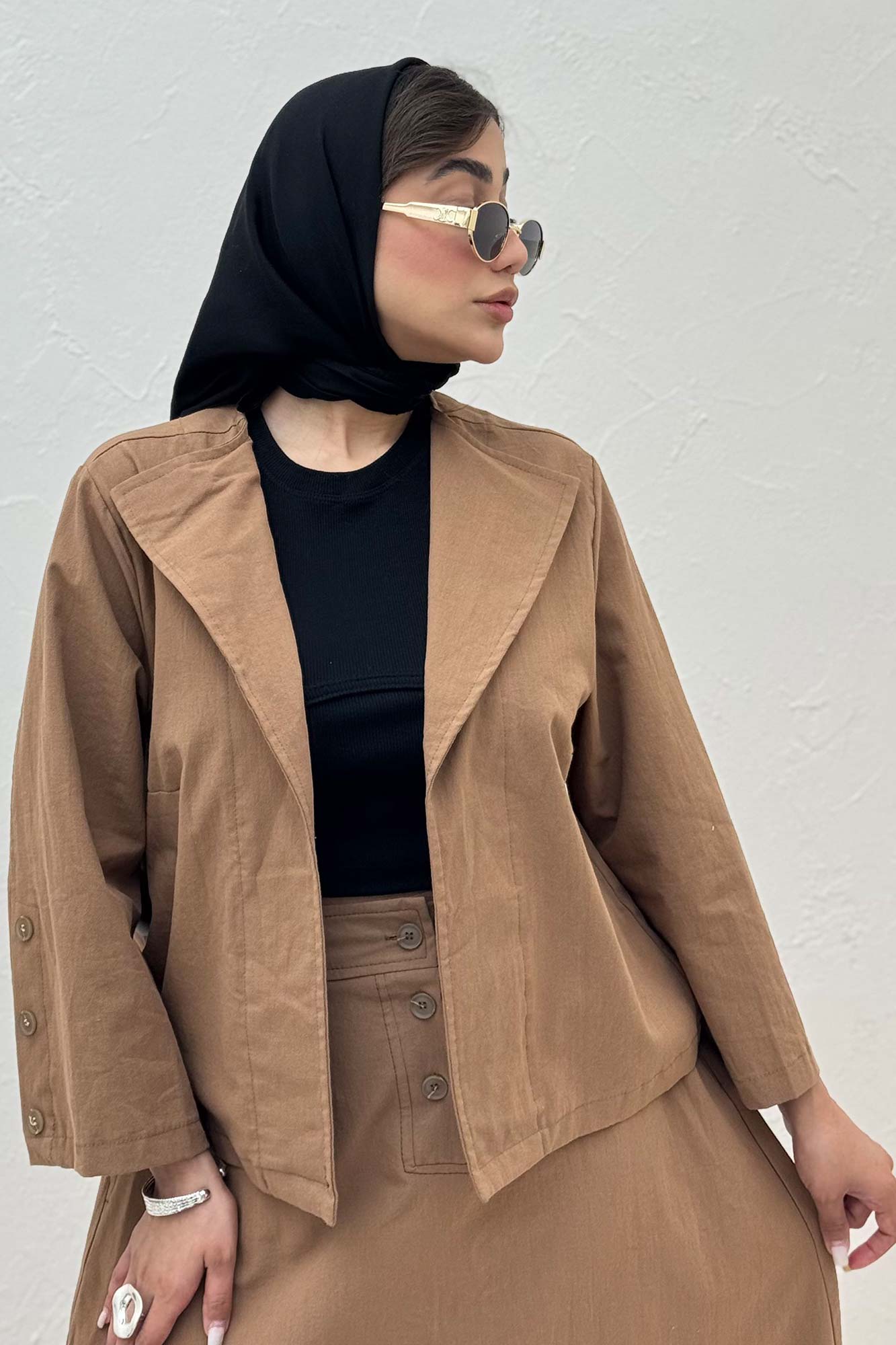 ست کت و دامن لینن ستاره