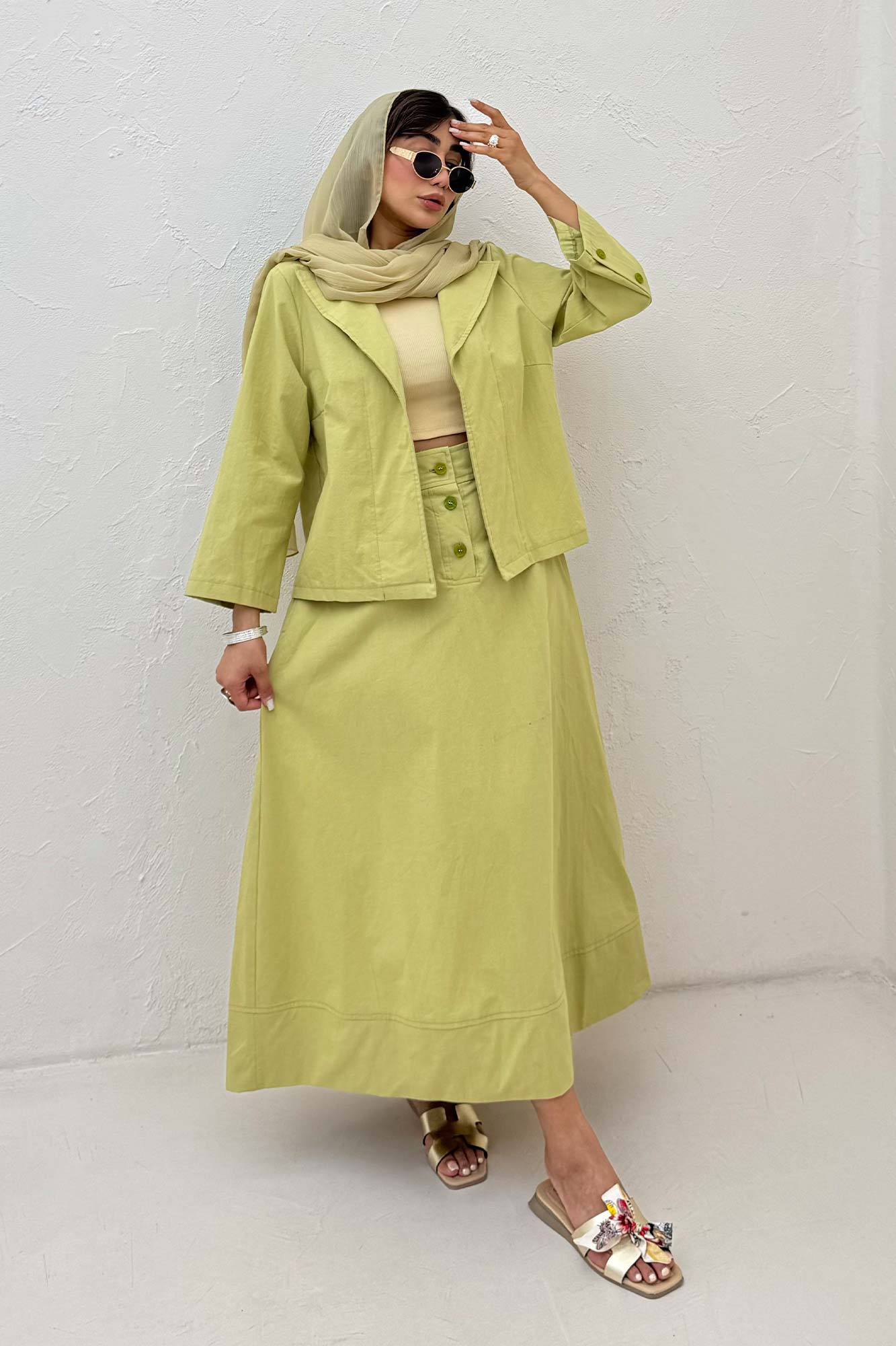 ست کت و دامن لینن ستاره