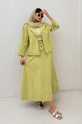 ست کت و دامن لینن ستاره