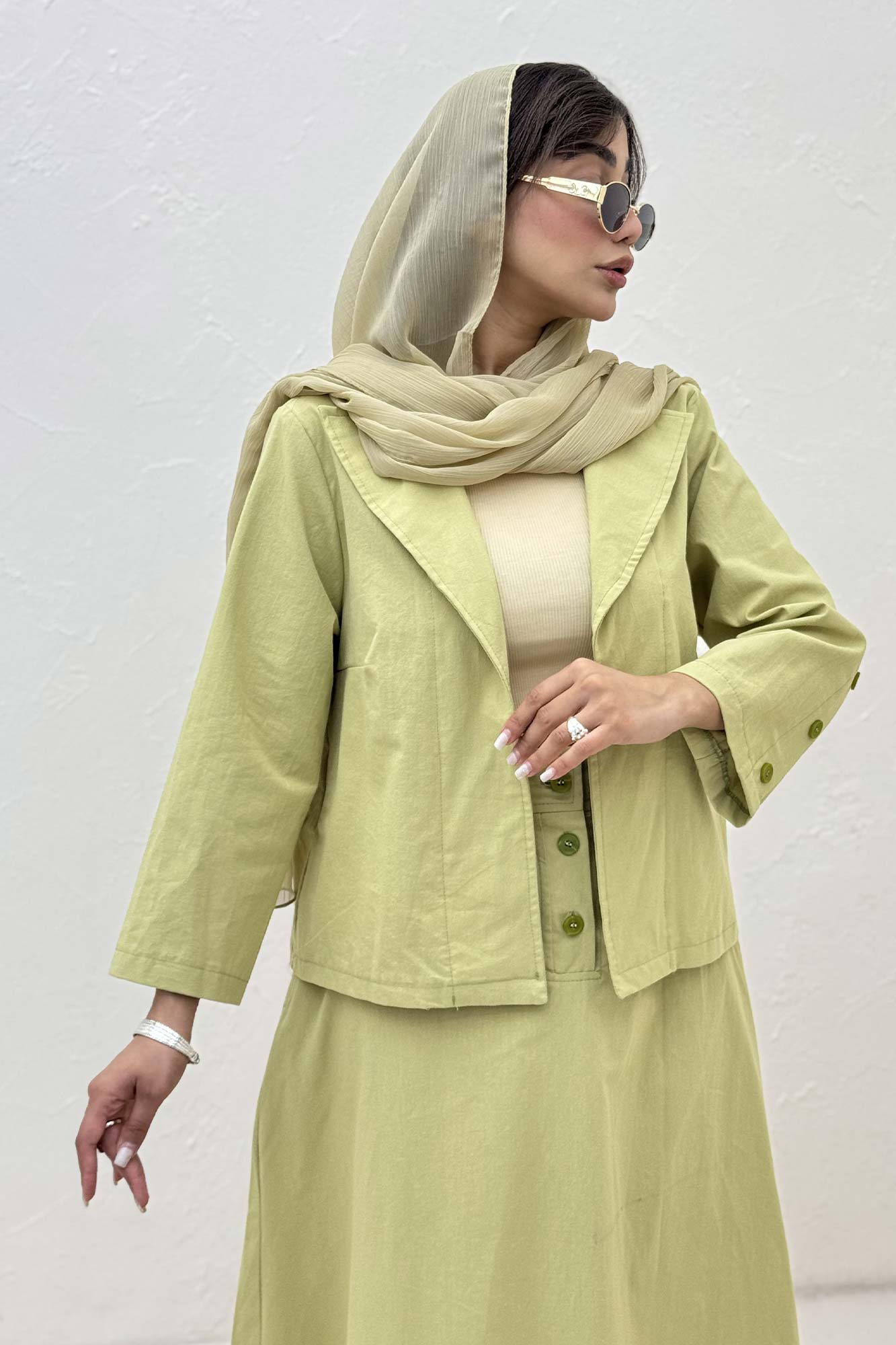 ست کت و دامن لینن ستاره