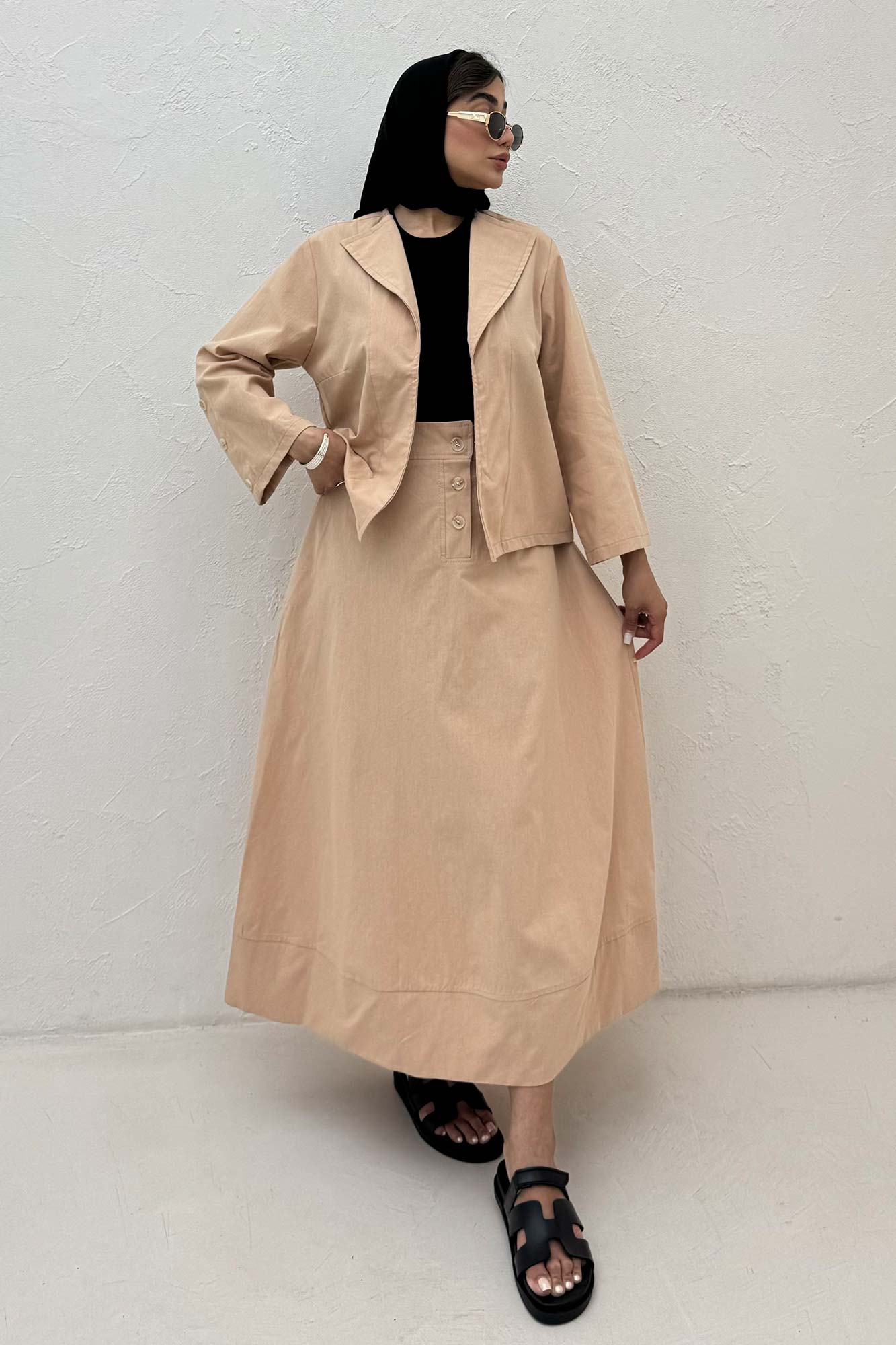 ست کت و دامن لینن ستاره