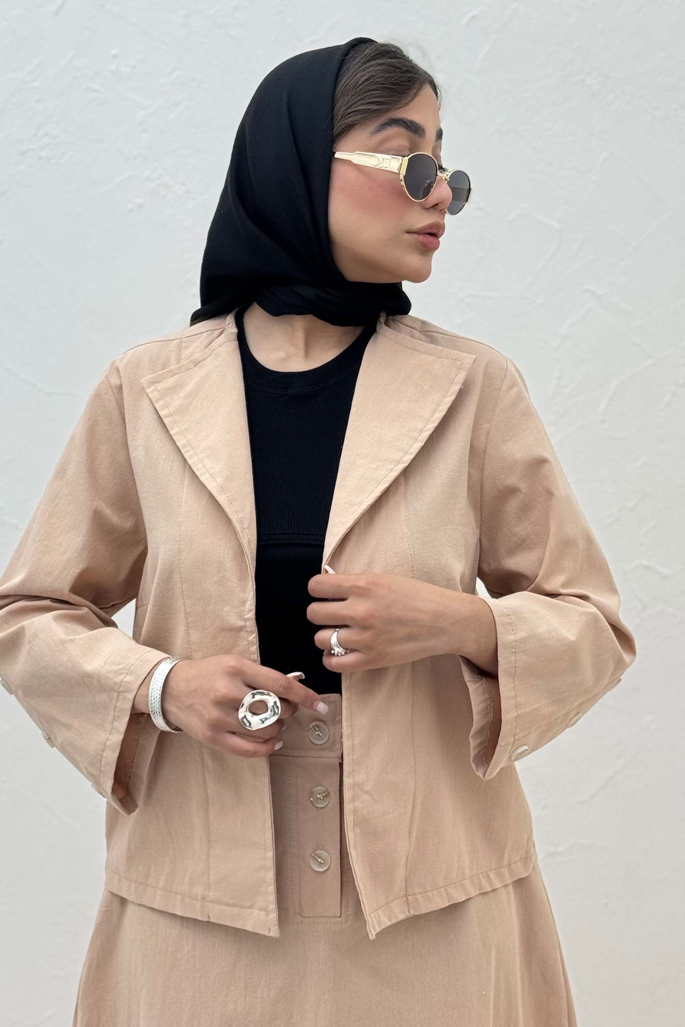 ست کت و دامن لینن ستاره