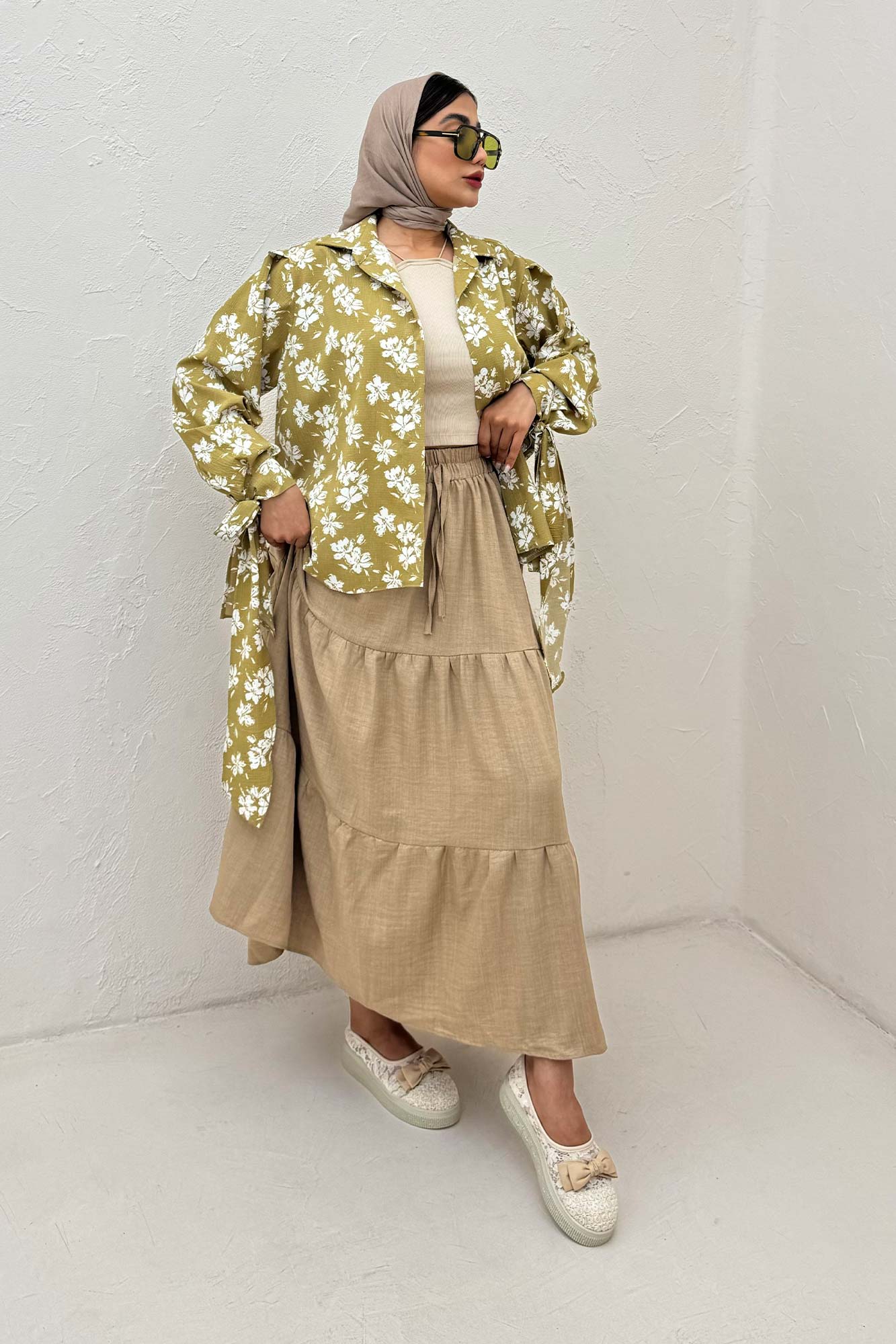 شومیز مانتویی ونوس گلدار مچ پیچ 