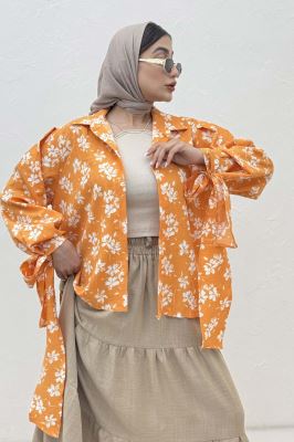 شومیز مانتویی ونوس گلدار مچ پیچ 